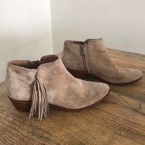 Sam Edelman pale pink booties with tassels
